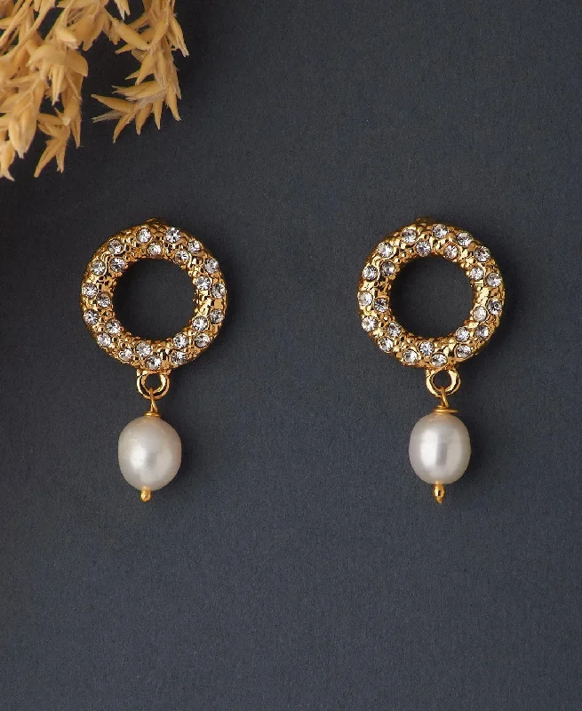 Beautiful Stud Earrings for Women-Trendy White Pearl Hanging Earring