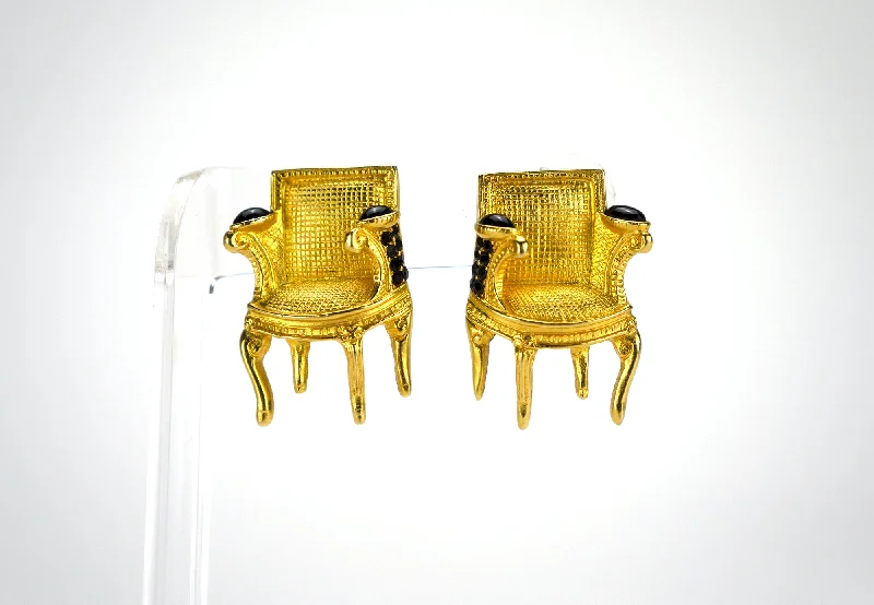 Large Silver Earrings-Gilded Bergère Chairs Earrings by Karl Lagerfeld