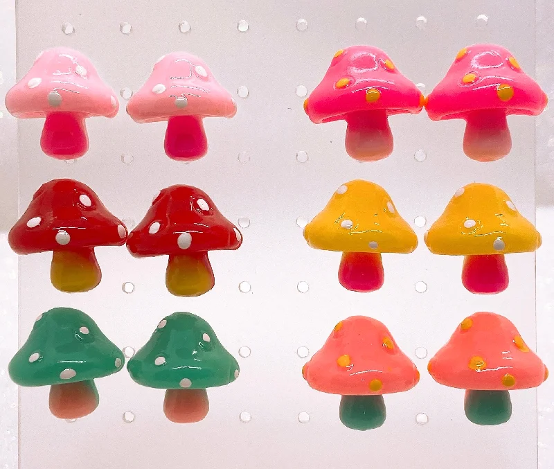 Beautiful Earrings for Weddings-Instant Shipping! Retro Mushroom Stud Earrings (6 Colors)