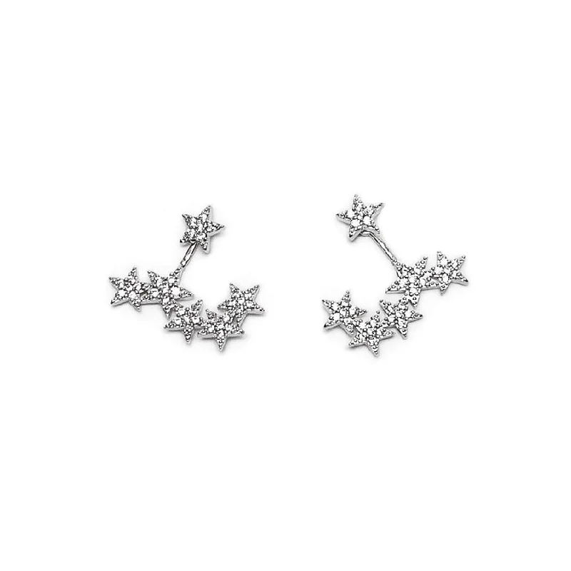 Ethnic Drop Earrings for Festivals-Crystal Star Stud Earrings with Back Story of Stars