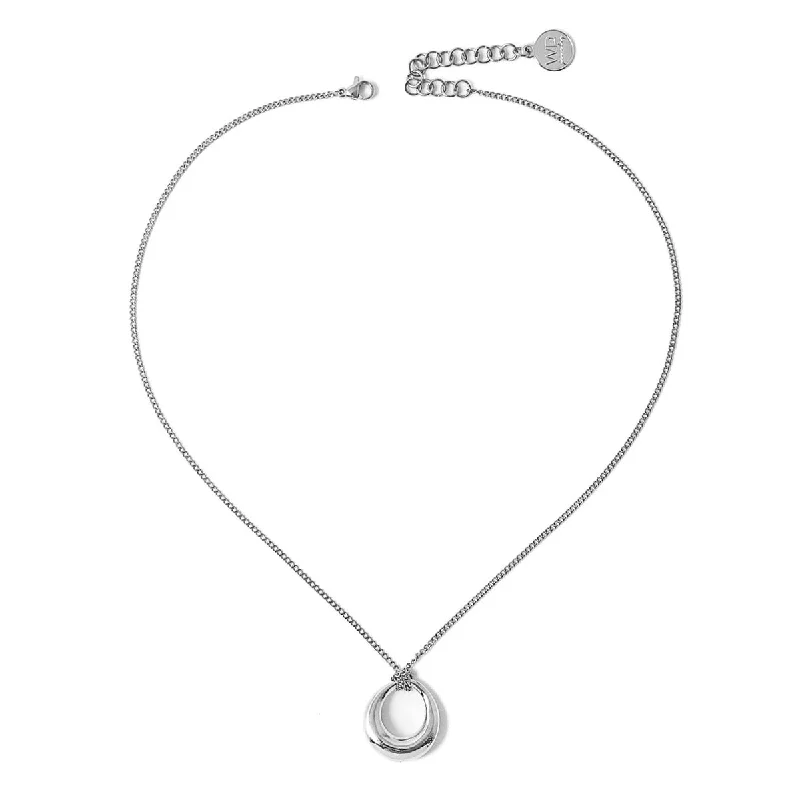 Large Crystal Necklace for Evening Wear-Domeo Silver Necklace