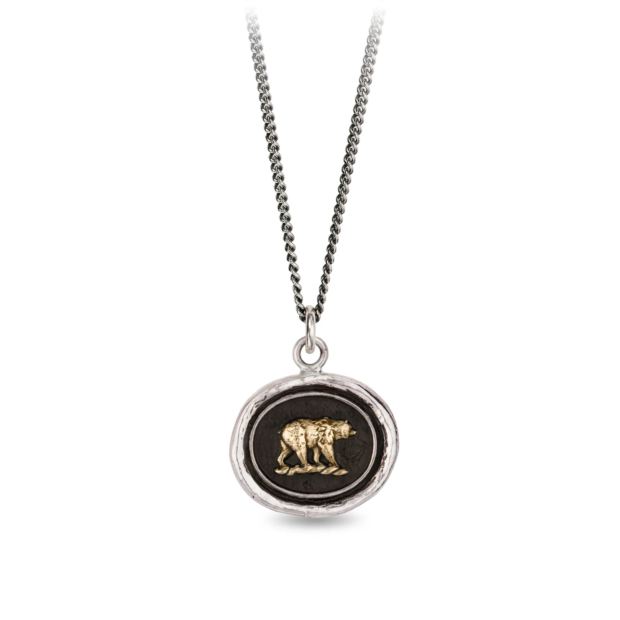 Custom Gold Necklace for Unique Style-Mother Bear 14K Gold On Silver