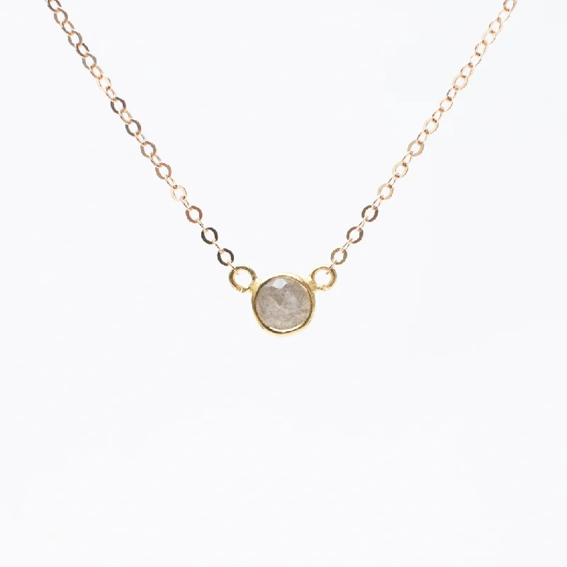 Rose Gold Necklace for Women-Gold Labradorite Comini Circle Stone Necklace