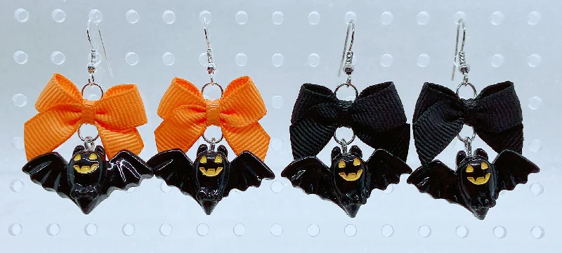 Handcrafted Silver Earrings-Halloween Bat Earrings (2 Colors)