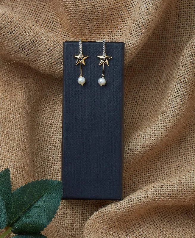 Sterling Silver Earrings-Star Stylish Hanging Earring