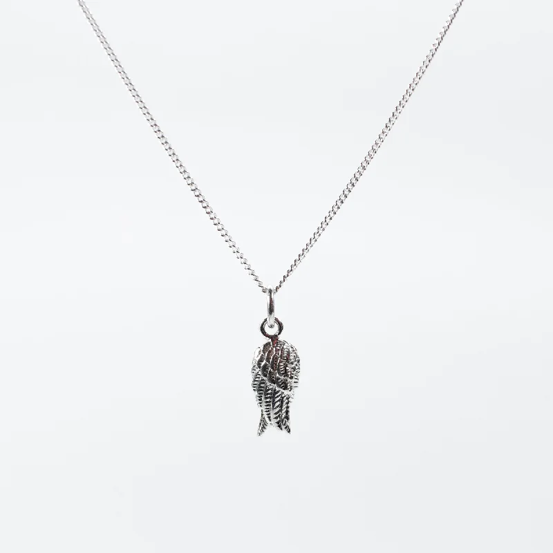 Simple Pendant Necklace for Casual Wear-Silver Double Wing Necklace