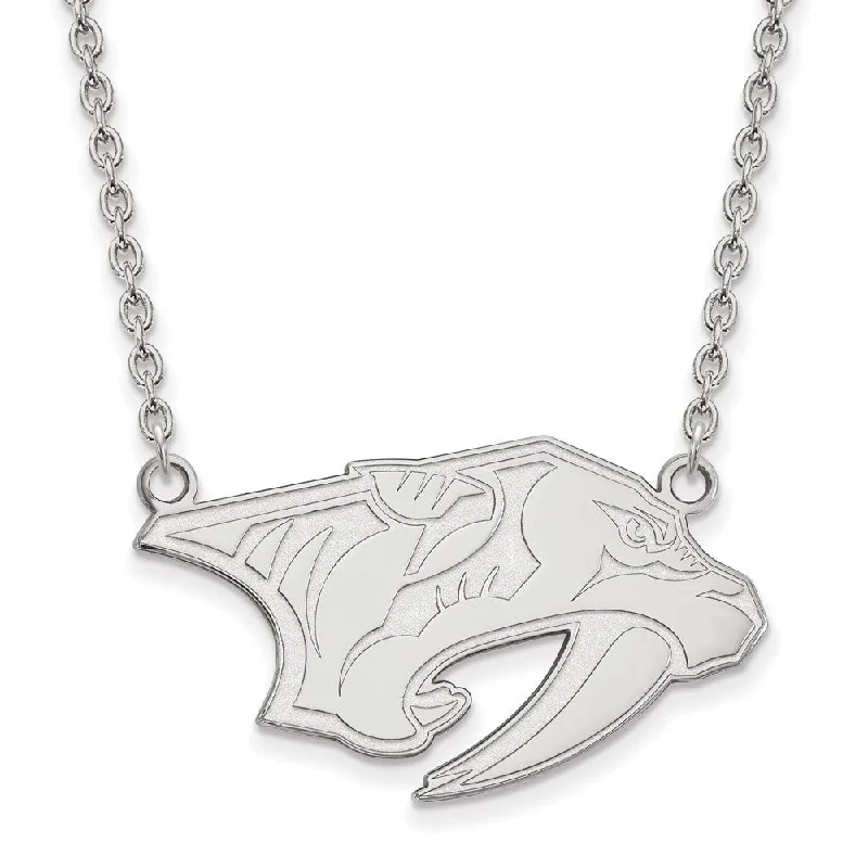 Minimalist Gold Necklace-14k White Gold NHL Nashville Predators Large Necklace, 18 Inch