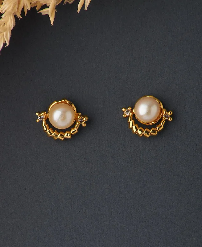 Gorgeous Earrings for Party Nights-Trendy Stud Pearl Earring