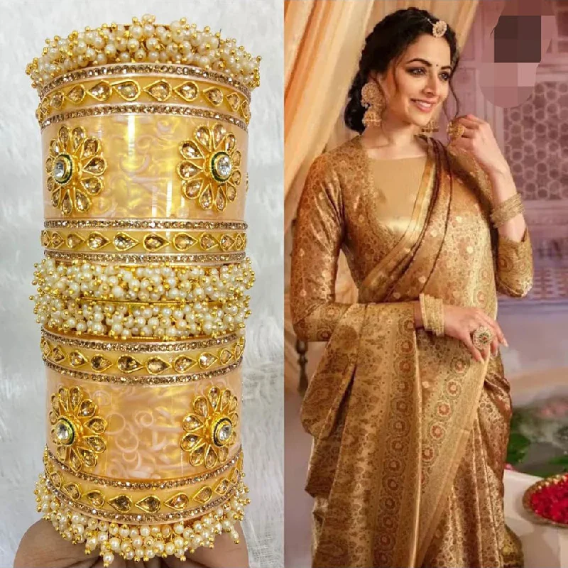 Adjustable Bangles for Comfort and Style-Manisha Jewellery Gold Plated Acrylic Bangles Set