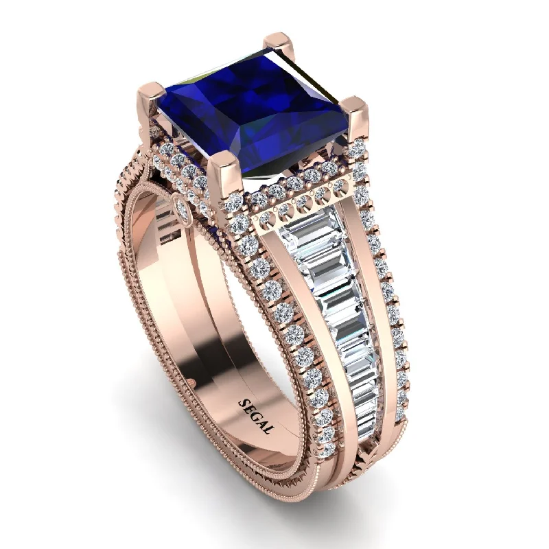 Unique Wedding Ring for Couples-Princess Geometric Sapphire Engagement Ring - Marilyn No. 14