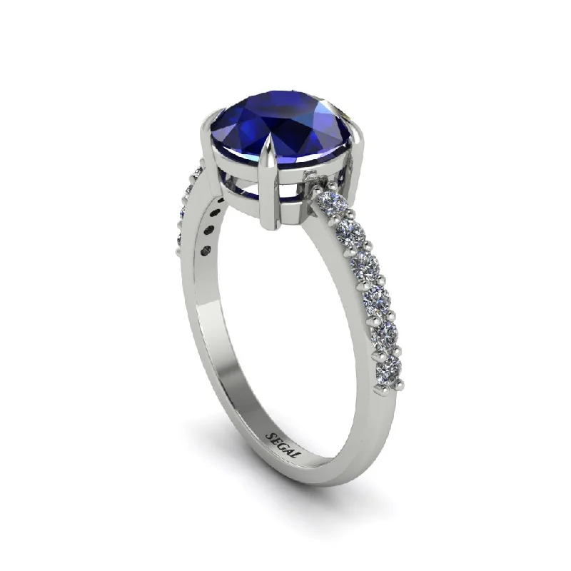 Trendy Gold Ring for Women-Traditional Sapphire Engagement Ring - Elaine No. 15