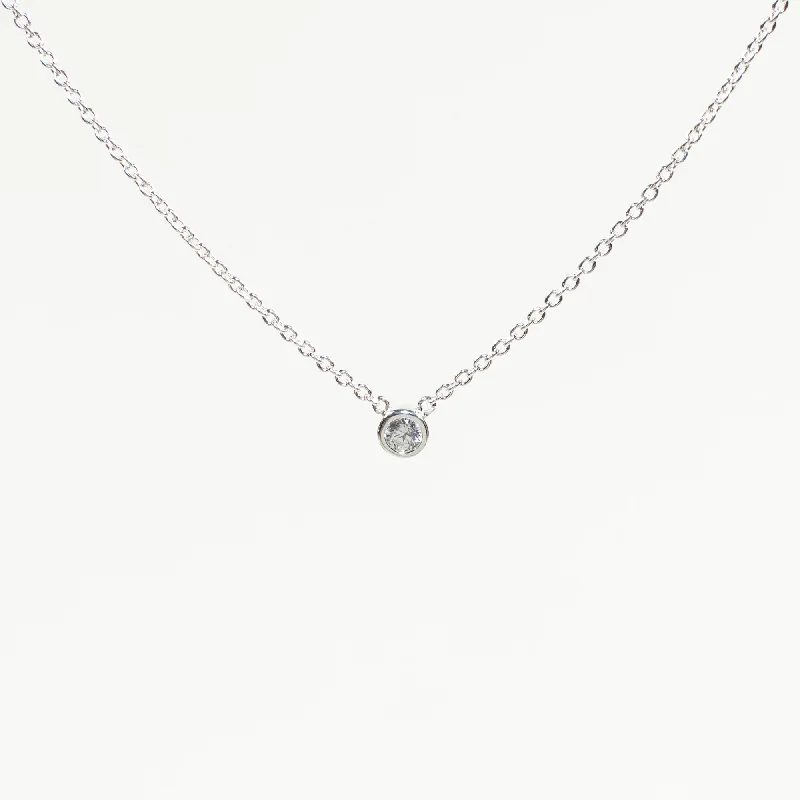 Elegant Statement Necklace for Parties-Solitaire Cubic Zirconia Silver Necklace