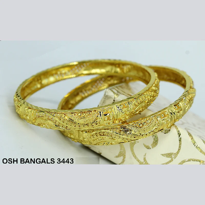 Fashionable Bangles for Special Occasions-Mahavir Forming Gold Plated Bangle Set - OSH BANGALS 3443