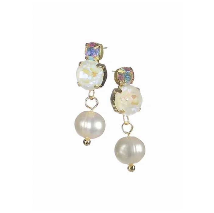 Small Drop Earrings for Casual Style-Hot Tomato Minnie May with Pearl Drop Earrings AB/Opal/Natural