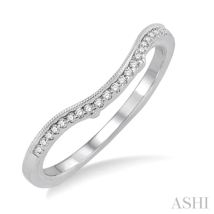 Designer Wedding Band for Men-1/10 Ctw Round Cut Diamond Wedding Band in 14K White Gold