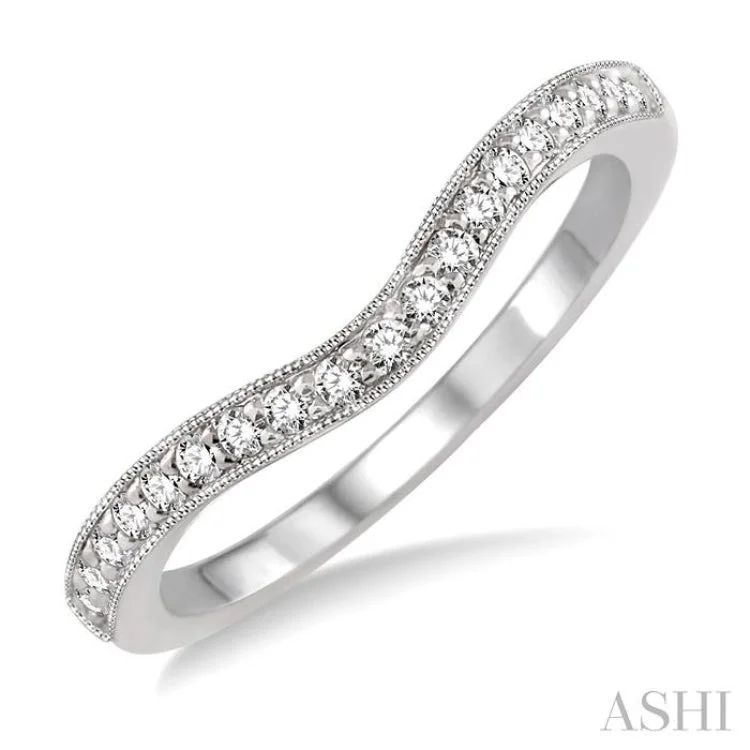 Diamond Ring for Women-1/5 Ctw Round Cut Diamond Wedding Band in 14K White Gold