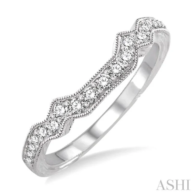 Luxury Ring for Elegant Fashion-1/3 Ctw Diamond Matching Wedding Band in 14K White Gold