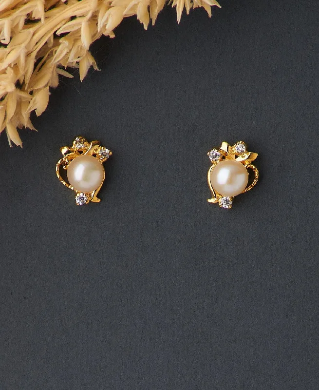 Swarovski Crystal Earrings-Pretty Real Pearl Stud Earring