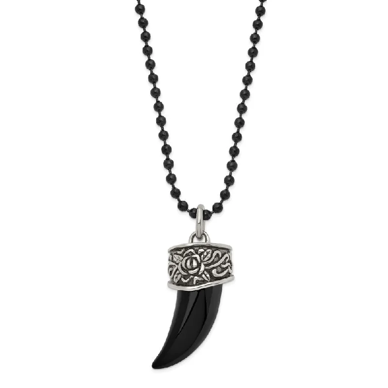 Simple Chain Necklace for Day-to-Day Look-Mens Stainless Steel Antiqued & Black Plated 3D Claw Necklace, 20 Inch