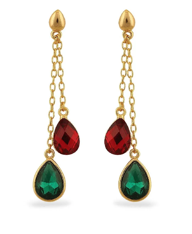 Geometric Gold Earrings-Trendy Stone hanging Earring