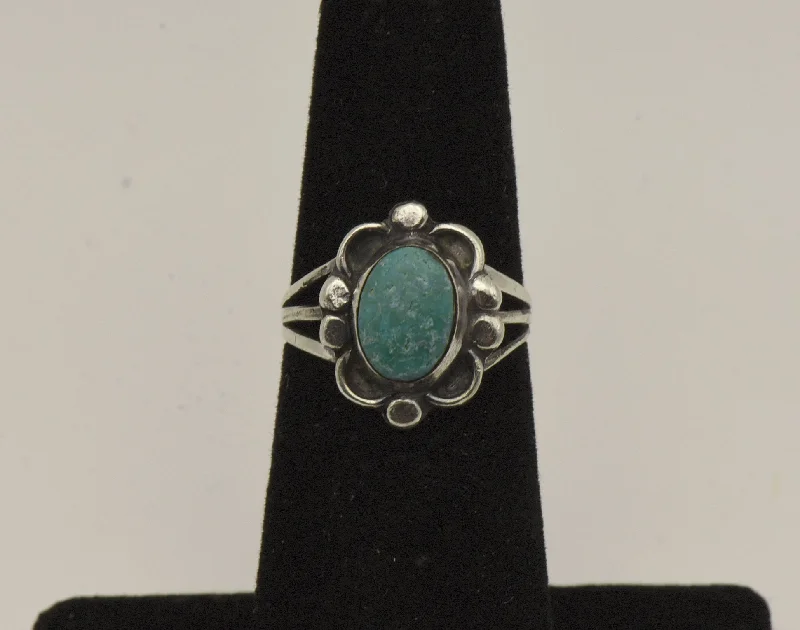 Luxury Diamond Ring for Engagement-Vintage Handmade Turquoise Sterling Silver Ring - Size 5