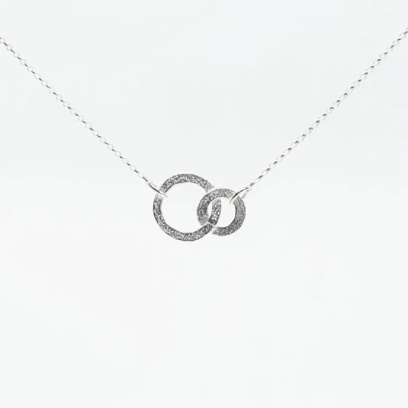 Fashion Necklace for Young Women-Silver Small Double Hammered Necklace