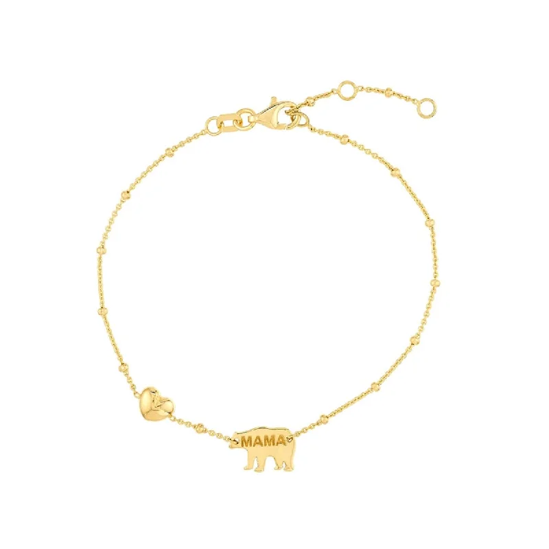 Simple Pearl Bracelet for Wedding Wear-YELLOW GOLD MAMA BEAR BRACELET