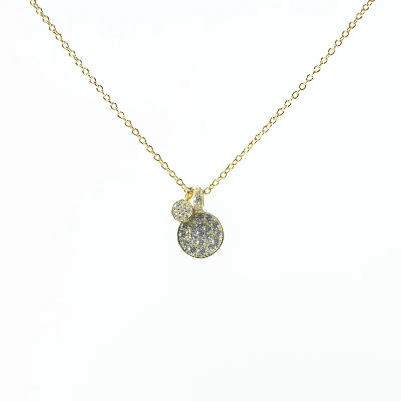 Gold Chain Necklace for Women-Round Cubic Disc Necklace