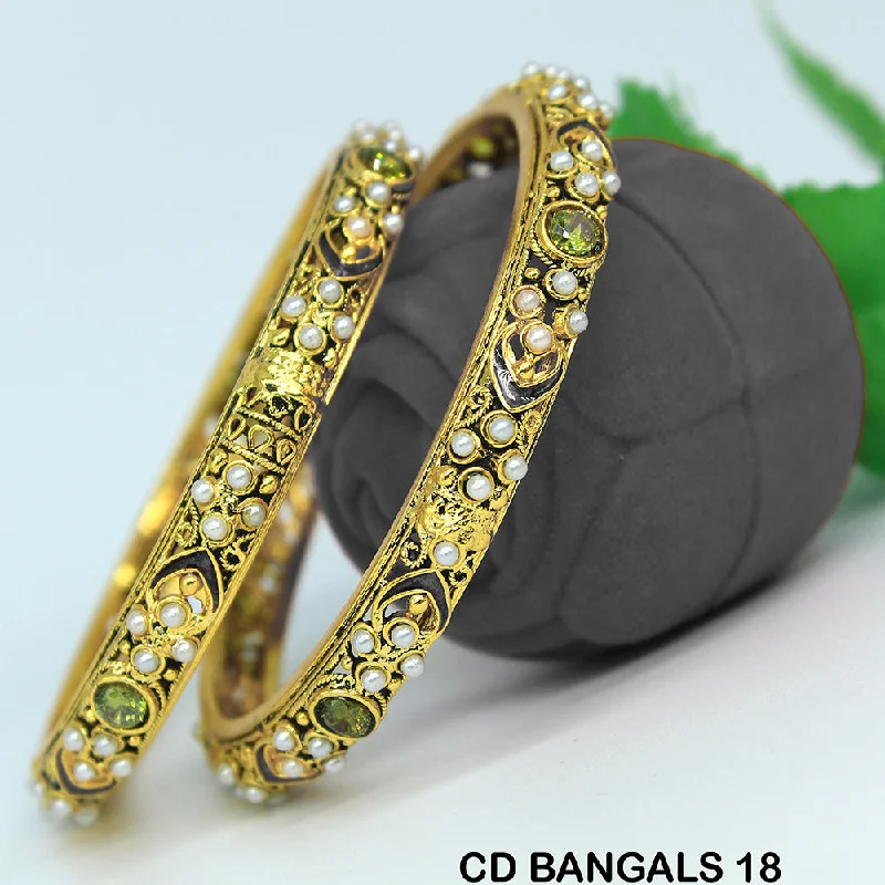 Trendy Bangles for Modern Brides-Mahavir Forming Gold Plated Bangle Set - CD BANGALS 18