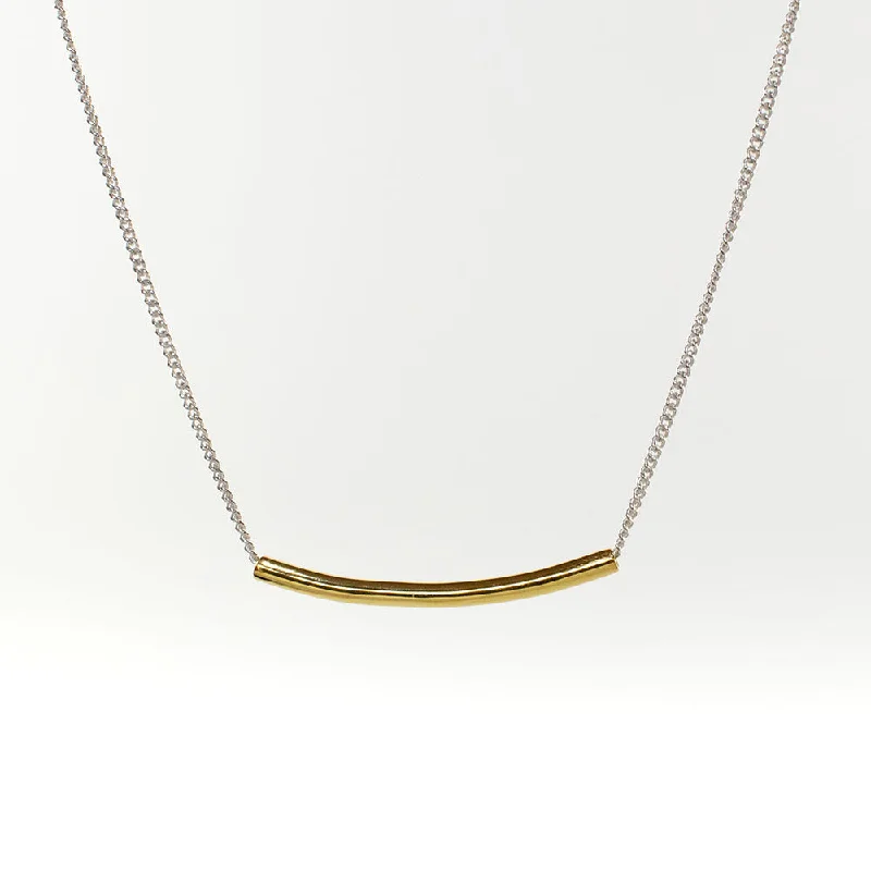 Layered Necklace with Multiple Charms-Gold Vermeil Curved Kebaikan Necklace