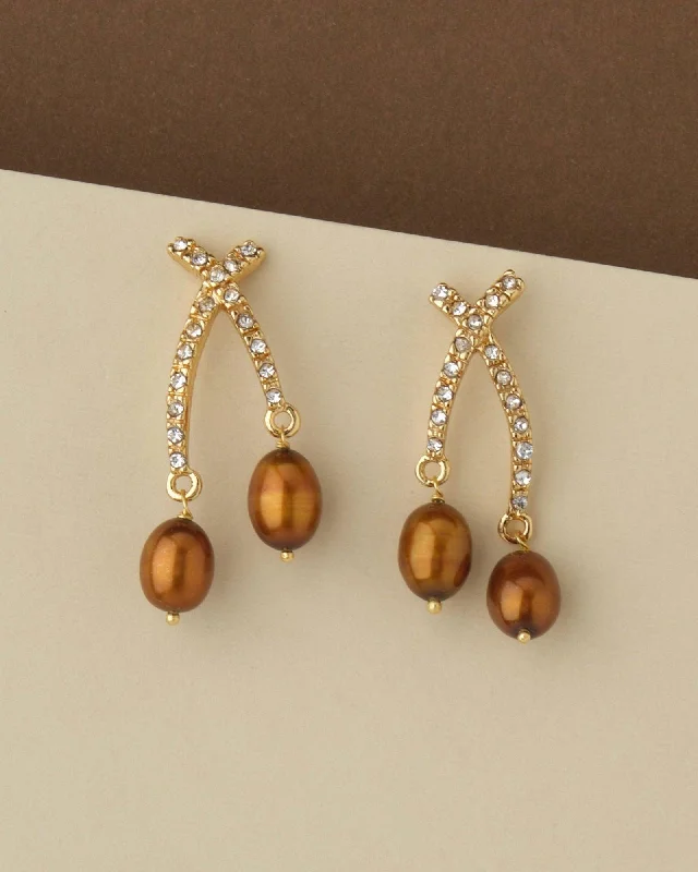 Handmade Earrings for Weddings-Trendy Pearl Hanging Earring