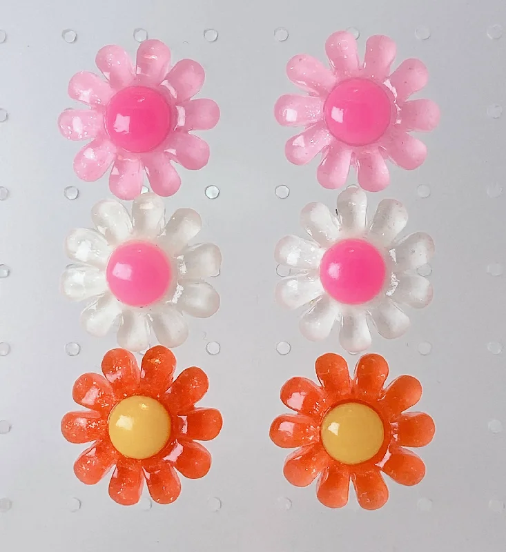 Rose Gold Hoop Earrings-Instant Shipping! Flower Power Earrings (3 Colors)