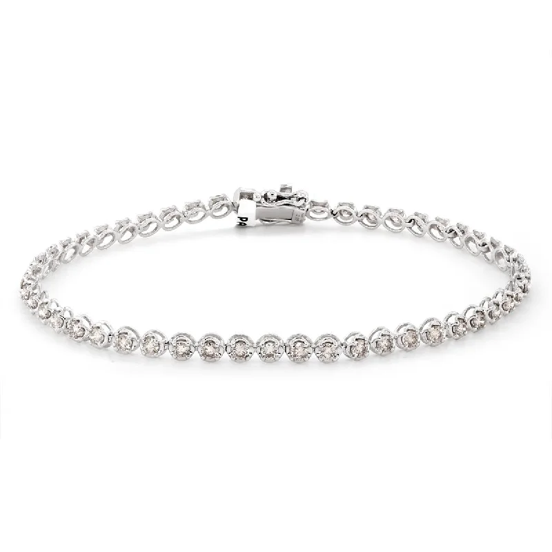 Elegant Crystal Bracelet for Weddings-WHITE GOLD DIAMOND TENNIS BRACELET WITH 50 DIAMONDS, 2.00 CT TW