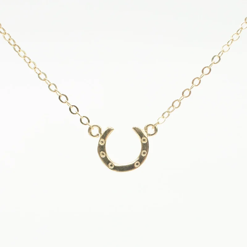 Luxury Diamond Necklace for Brides-Gold Vermeil Mini Horseshoe Necklace