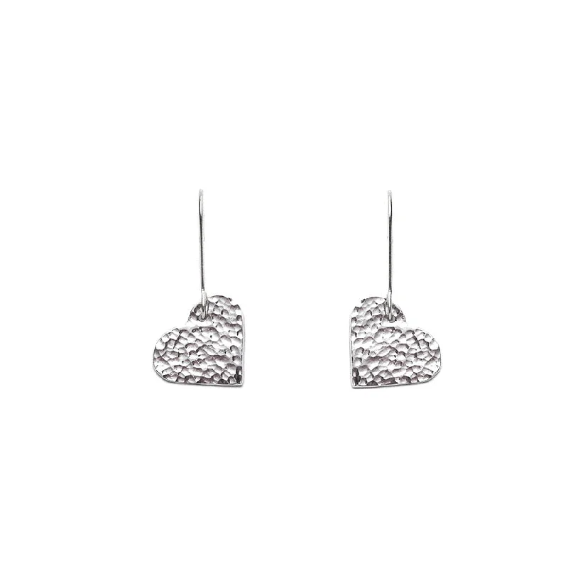 Timeless Earrings for Special Occasions-Just Trade Hammered Silver Finish Heart Earrings