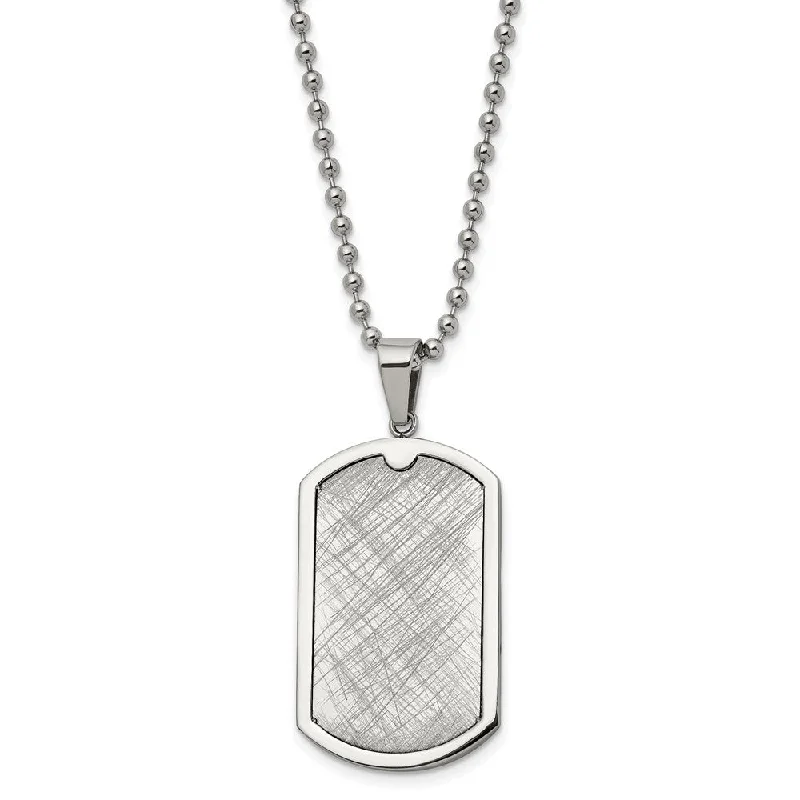 Layered Necklace for Special Occasions-Men's Stainless Steel Scratch Finish Dog Tag Necklace, 24 Inch