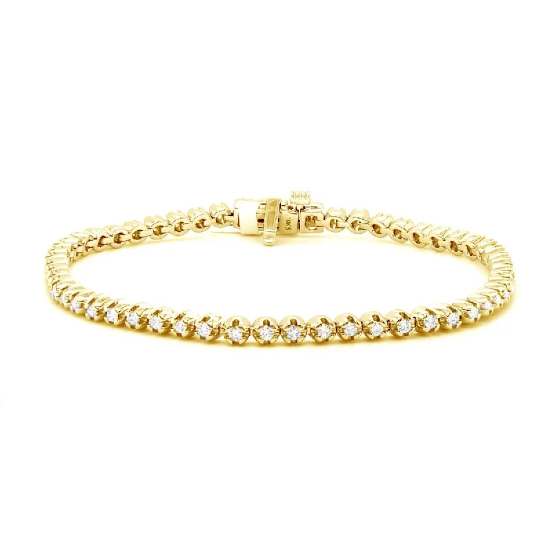 Personalized Gold Bracelet for Gifts-CLASSIC YELLOW GOLD TENNIS BRACELET WITH 56 DIAMONDS, 1.05 CT TW