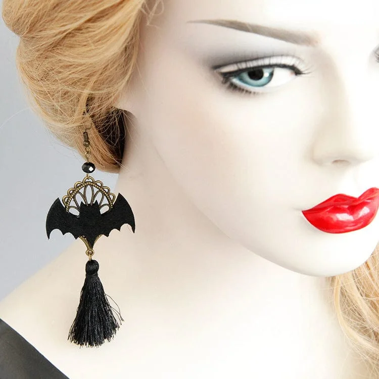 Sparkling Earrings for Evening Parties-Women's Gothic Bat Tassels Earrings