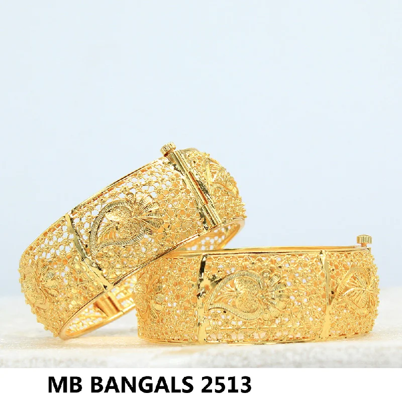 Silver Bangles with Engraving for Personal Touch-Mahavir Forming Gold Plated Bangle Set - MB BANGALS 2513