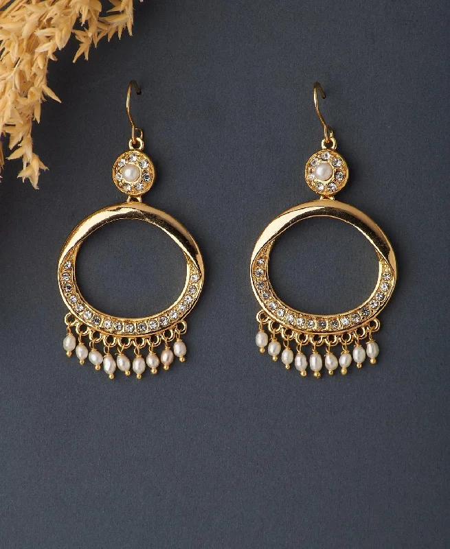 Silver Hoop Earrings-Traditional Real Pearl Earring