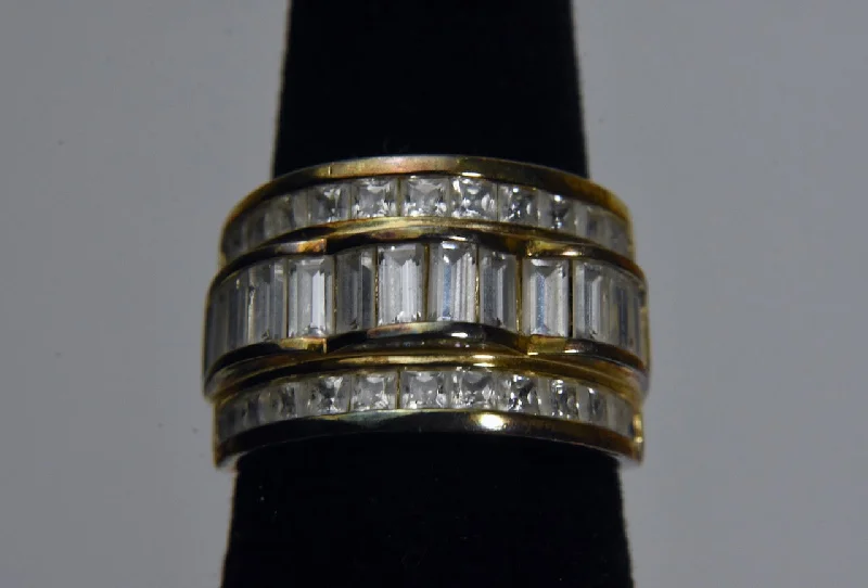 Bold Stackable Rings for Fashion-Ross-Simons - Gold Tone Sterling Silver Cubic Zirconia Ring - Size 5.25