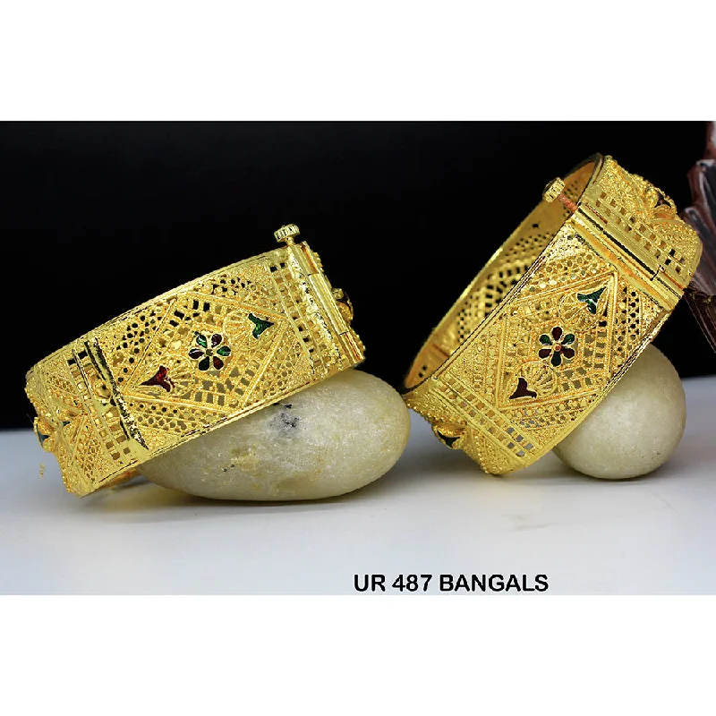 Customizable Bangle Set for Weddings-Mahavir Forming Gold Plated Bangle Set - UR 487 BANGALS