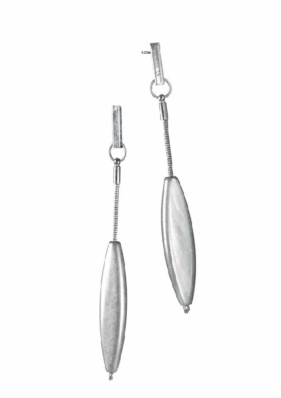 Gold Plated Earrings for Women-Hot Tomato Arrowhead Pendulum Drop Earrings in Worn Silver