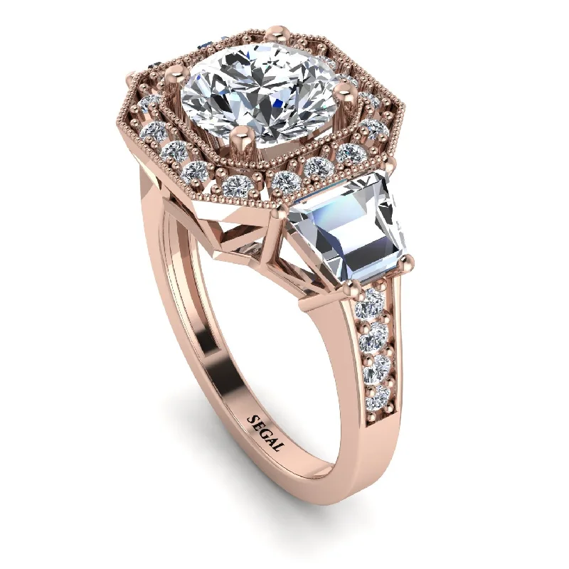 Classic Diamond Band Ring for Wedding-Modern Halo Princess Cut Diamond Stone Engagement Ring - Doris No. 2