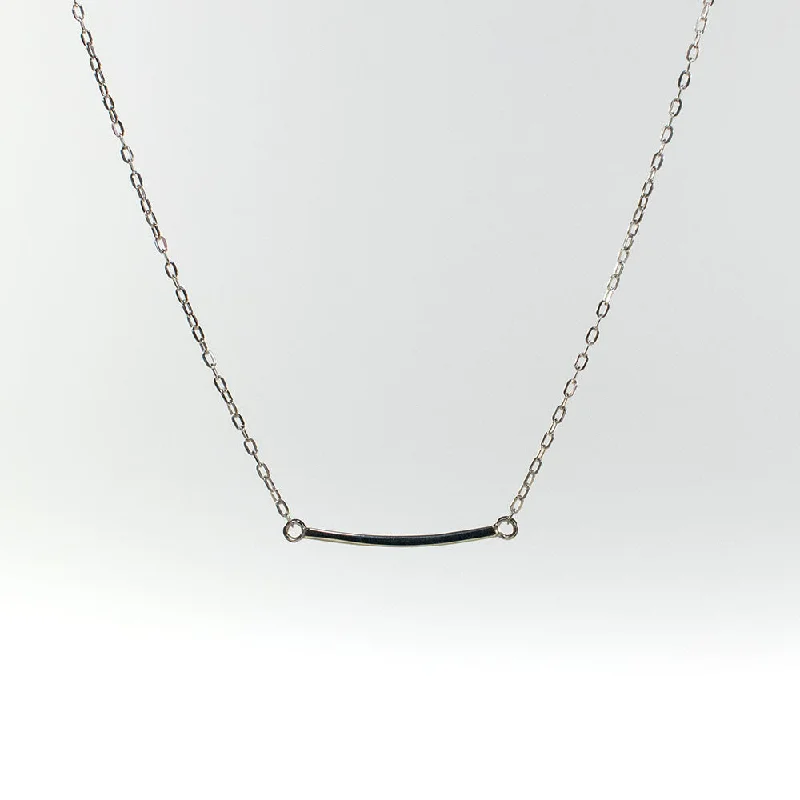 Luxury Pearl Necklace for Evening Wear-Silver Mini Curve Necklace