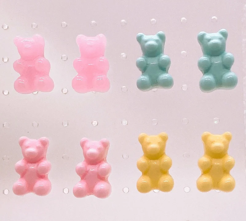 Luxury Gold Earrings for Women-Instant Shipping! Gummi Bear Stud Earrings (4 Colors)