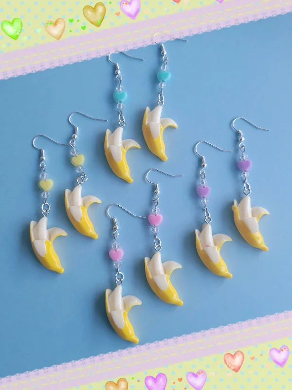 Turquoise Drop Earrings for Summer-Banana Dangle Earrings