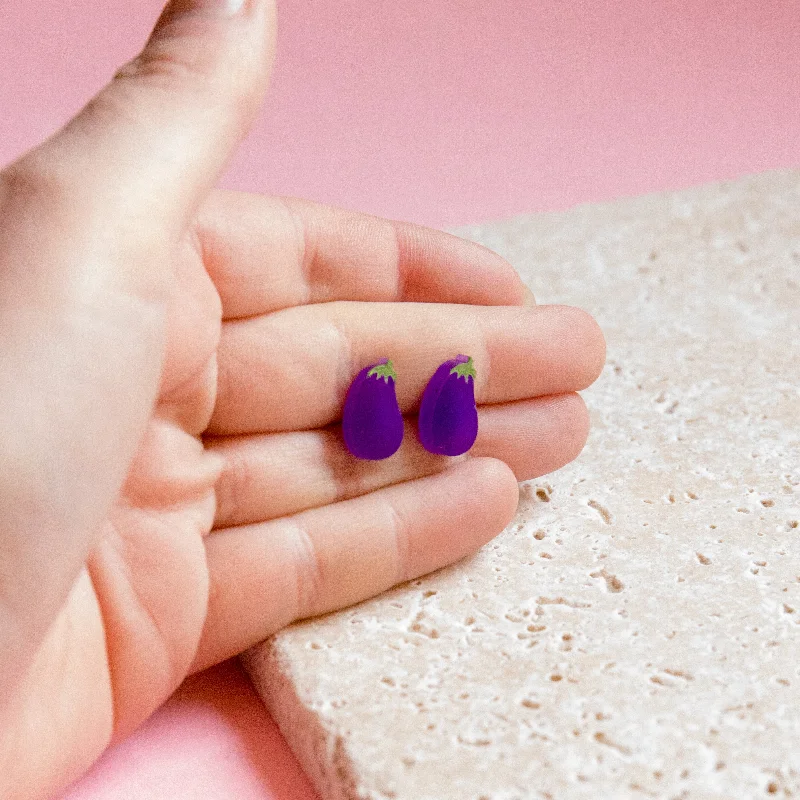 Stylish Statement Earrings-Aubergine Eggplant Earrings