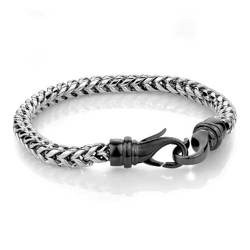 Simple Bead Bracelet for Casual Looks-GENTS GUN METAL PLATED STAINLESS STEEL ROUND BOX STYLE BRACELET