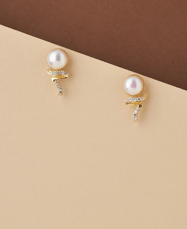 Personalized Earrings for Gifts-Trendy White Pearl Stud Earring